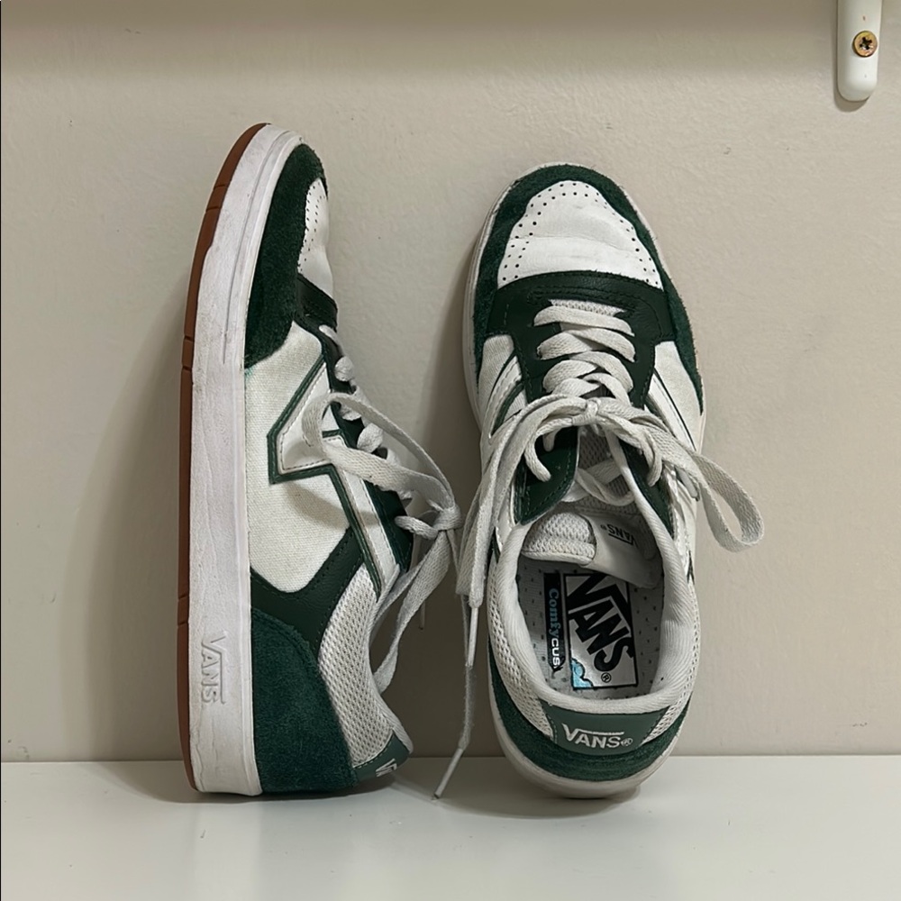 Vans Forest Green and White Sneakers